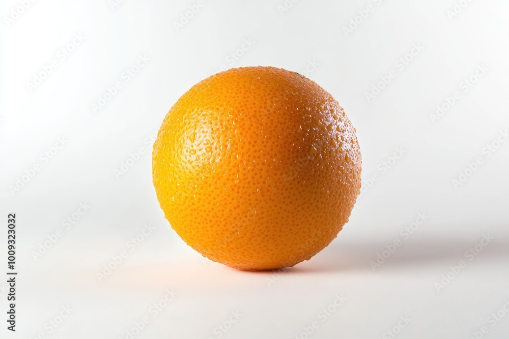 A single orange sits on a white surface, isolated and focused A single orange sits on a white surface, isolated and focused