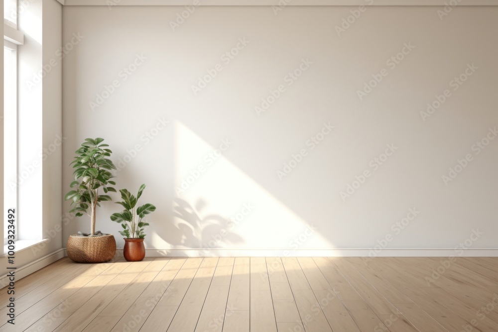 Fototapeta premium Empty bedroom architecture windowsill flooring.