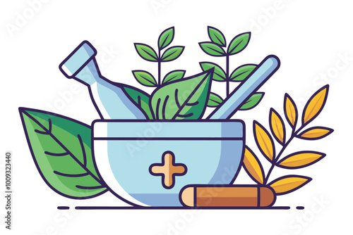 herbal medicine on white background E.eps