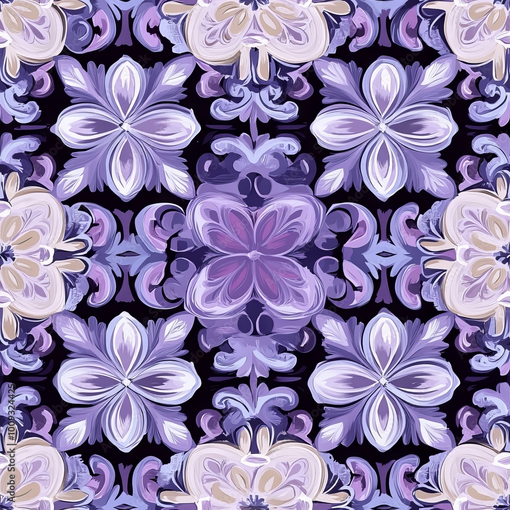 Seamless Pattern - Purple and white floral pattern background Seamless Pattern - Purple and white floral pattern background