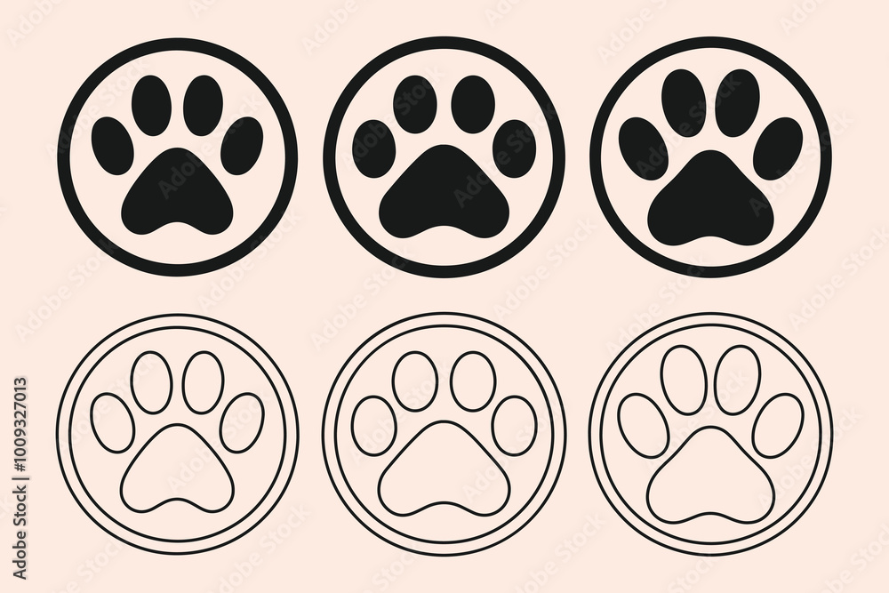 Paw Print Icon Collection. Paw Print Icon Silhouette Set. Paw print simple icons. paw icon black on white background silhouette vector illustration. Paw Print Icon Collection. Paw Print Icon Silhouette Set. Paw print simple icons. paw icon black on white background silhouette vector illustration.