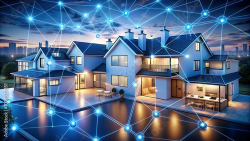 Réseau de maisons intelligentes interconnectées avec l'IoT photo