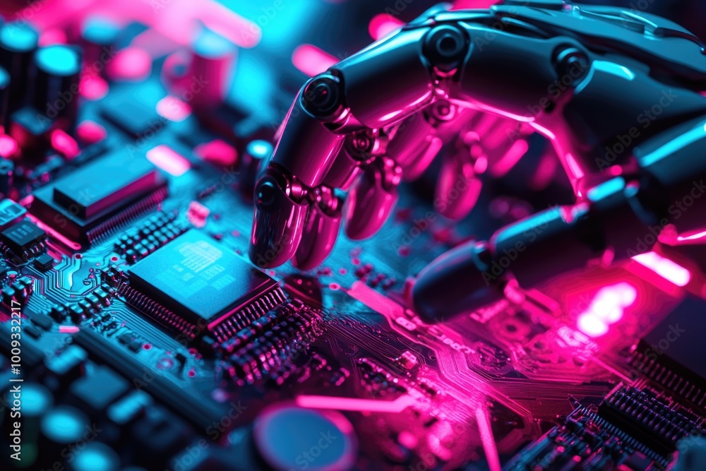 A close-up shot of a person's hand holding a computer motherboard for maintenance or repair A close-up shot of a person's hand holding a computer motherboard for maintenance or repair