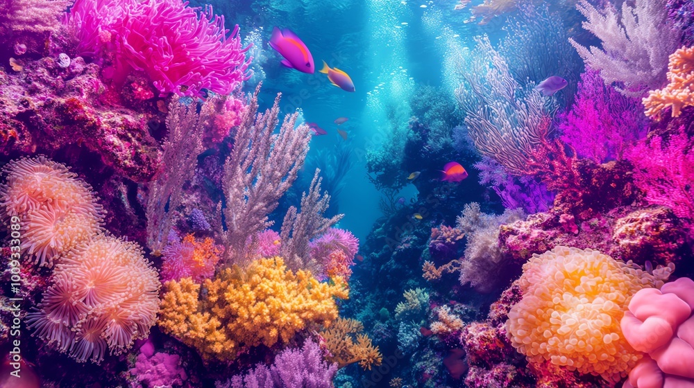 Fototapeta premium Vibrant coral reef underwater scene