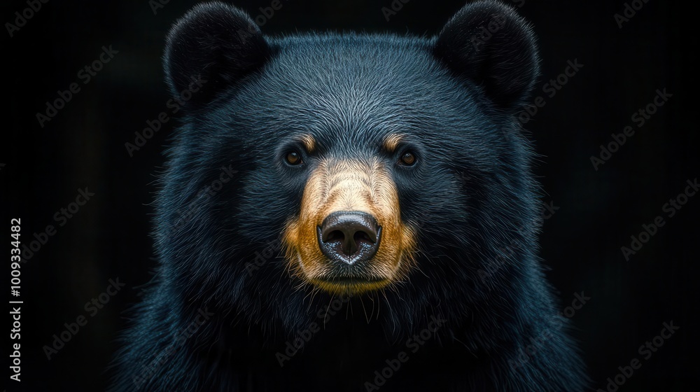 striking studio portrait of a captivating asian black bear highlighting its expressive features and rich fur set against a clean background that emphasizes its majestic presence striking studio portrait of a captivating asian black bear highlighting its expressive features and rich fur set against a clean background that emphasizes its majestic presence