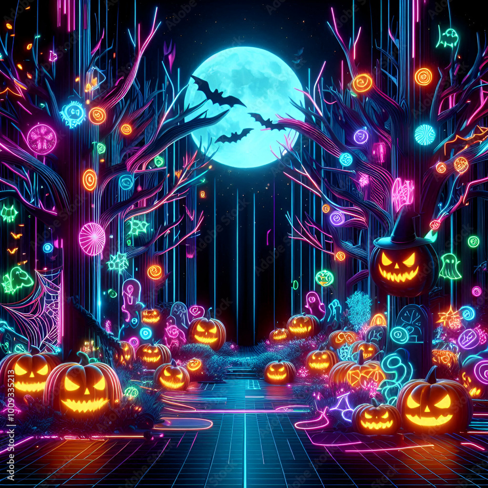 Obraz premium Cyberpunk Halloween