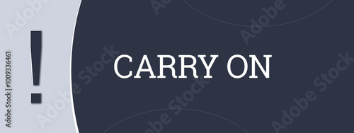 Fotografi Carry on. A blue banner illustration with white text.