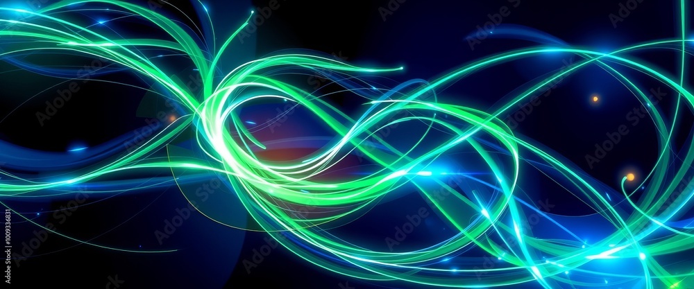Twisting Light Streams and Metallic Accents in Futuristic Art Twisting Light Streams and Metallic Accents in Futuristic Art