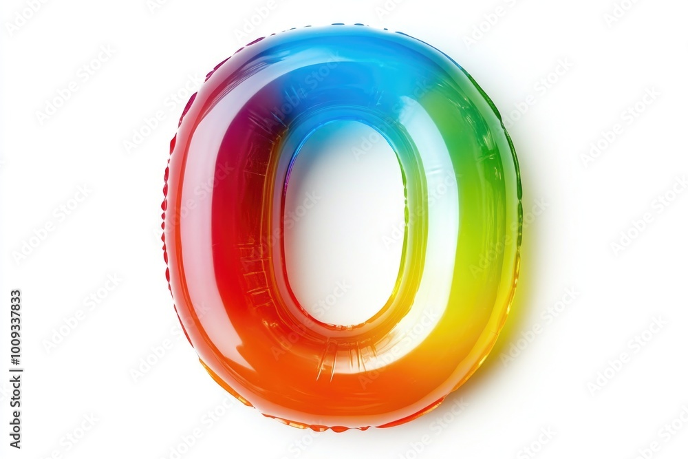 A colorful balloon shaped like the letter O, perfect for parties or celebrations A colorful balloon shaped like the letter O, perfect for parties or celebrations