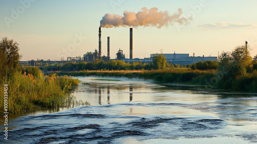 view of factory near the river