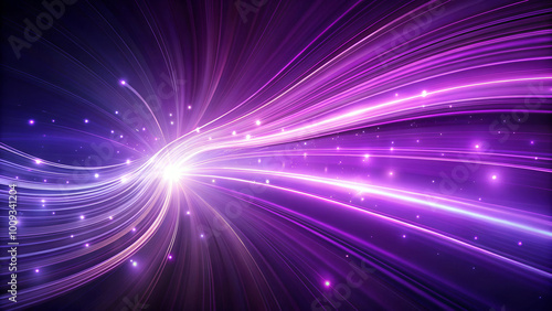 Purple glowing background with speed lines and curves, abstract purple business background