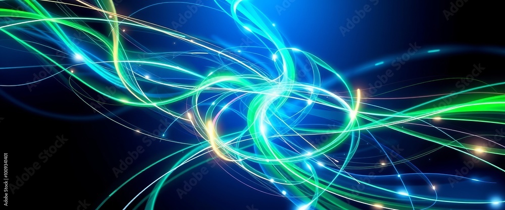 Fototapeta premium Vibrant light streams in abstract spirals, futuristic background for mobile screens