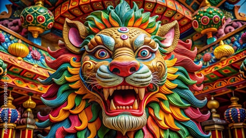 Wallpaper Mural Intricate Narashima Sculpture Depicting the Lion-Headed Avatar in Vibrant Traditional Design Torontodigital.ca