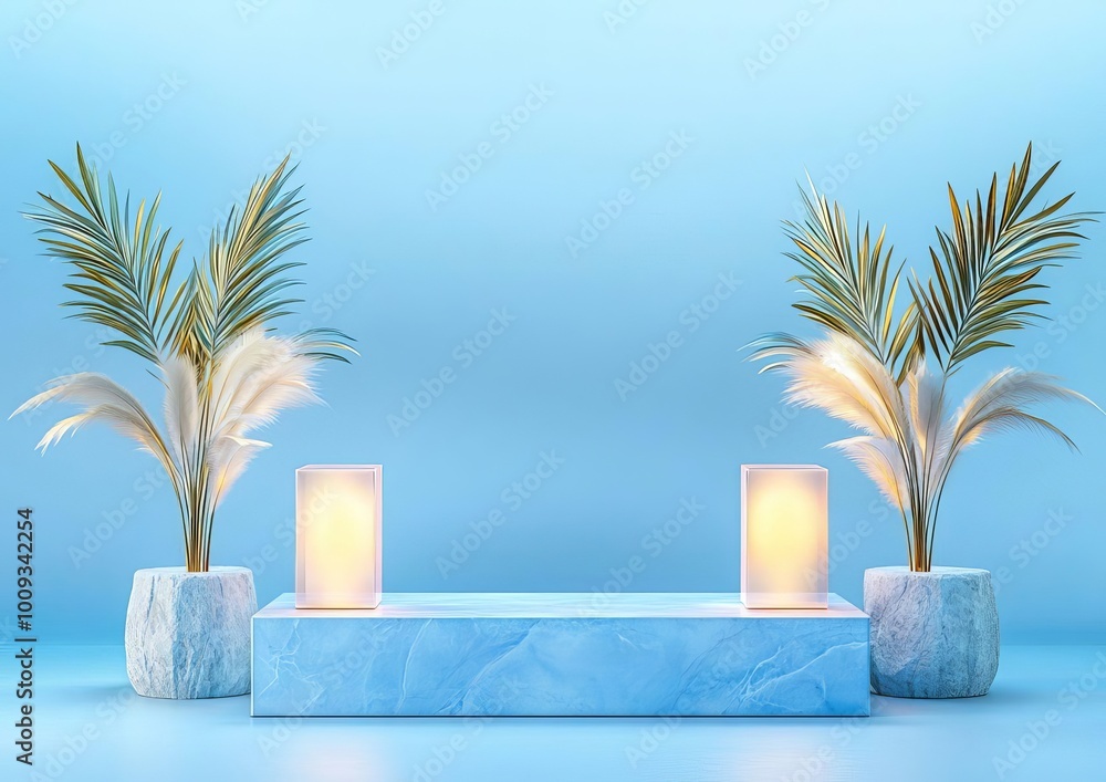 Fototapeta premium Elegant Translucent Rectangles in Soft Lighting Minimalistic 3D Composition