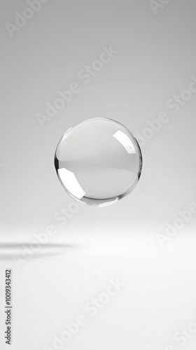 Ethereal Translucent Sphere with Soft Reflections in Monochromatic Space