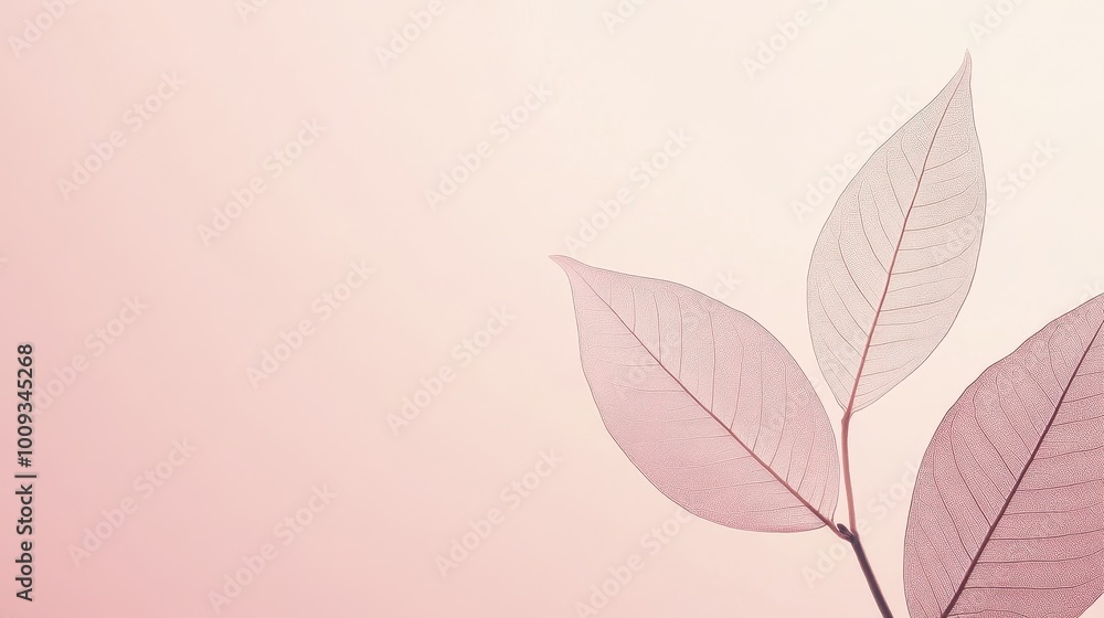 Delicate Pink Leaves: A Serene Nature Scene Delicate Pink Leaves: A Serene Nature Scene