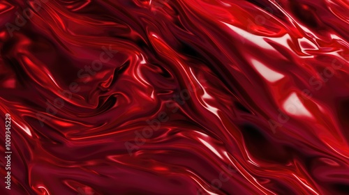 Red shiny latex background. Red latex with folds background.