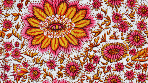 Pattern, Detailed Indian Flower Design in Bold Colors for Diwali Celebration