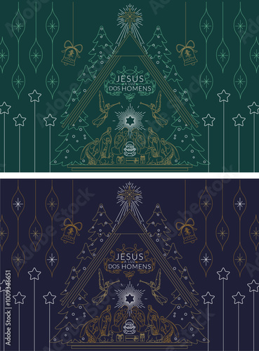 Natal, presépio, Jesus, José, Maria, árvore de natal, estrela da manhã, magos, nascimento, enfeites natalinos, manjedoura, celeiro, Belém, anjos, sino, alegria, ilustração, animais, merry christmas