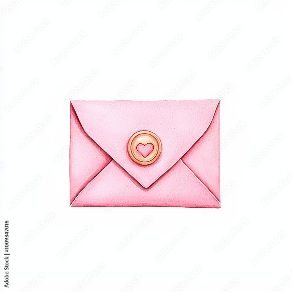A pink envelope with a heart seal, perfect for romantic messages. Isolated on a white background for easy use. A pink envelope with a heart seal, perfect for romantic messages. Isolated on a white background for easy use.