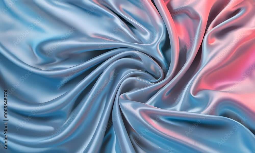 A close up of smooth flowing silky fabric with a subtle blue and pink gradient A close up of smooth flowing silky fabric with a subtle blue and pink gradient