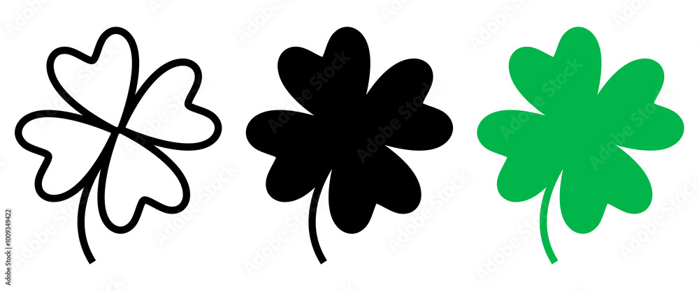 Four leaf clover. Vector icons isolated on white background. Four leaf clover. Vector icons isolated on white background.