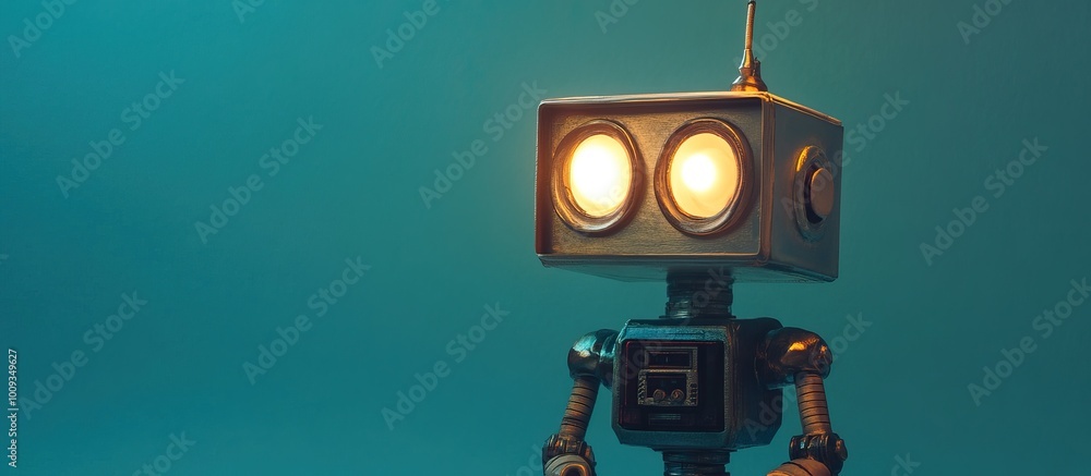 Retro Robot with Glowing Eyes Retro Robot with Glowing Eyes