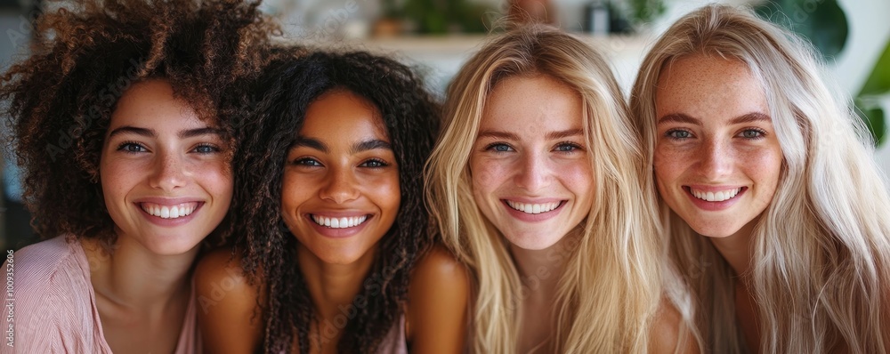 Happy group of women in a studio, Generative AI Happy group of women in a studio, Generative AI