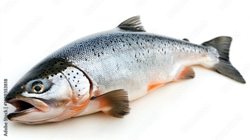 A fish lying down on a white surface A fish lying down on a white surface