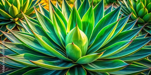 Lush Green Agave Plant with Intricate Leaves and Textured Surface Against a Natural Background