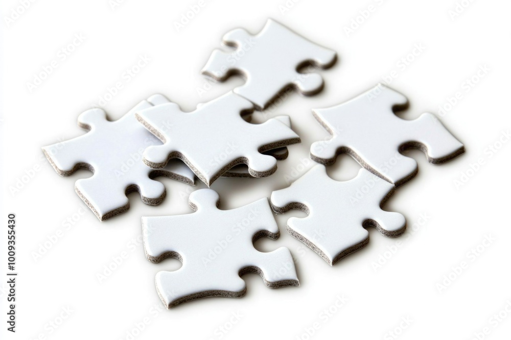 Fototapeta premium A collection of jigsaw puzzle pieces arranged on a table