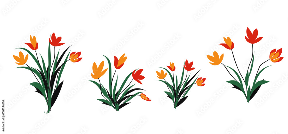 Obraz premium red and yellow tulips