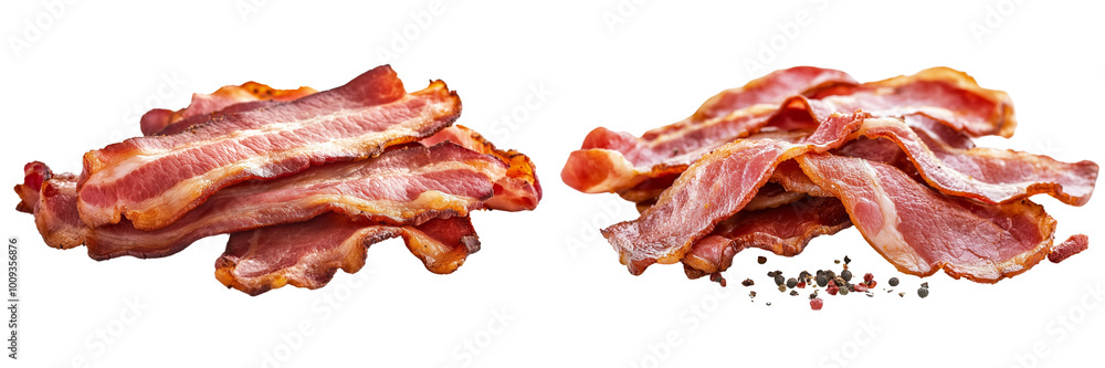 Obraz premium Set of a Bacon, isolated on a transparent background.