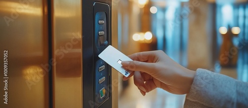 Hand Using Card Key To Access Building