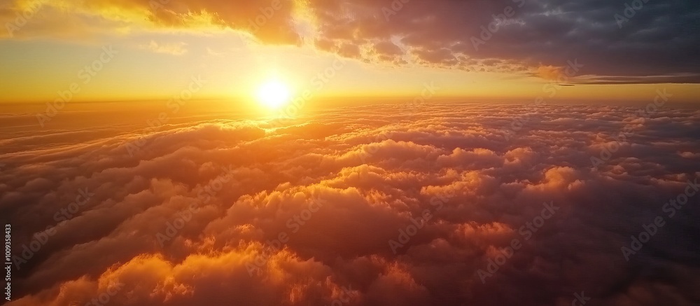Golden Sunset Over Clouds Golden Sunset Over Clouds