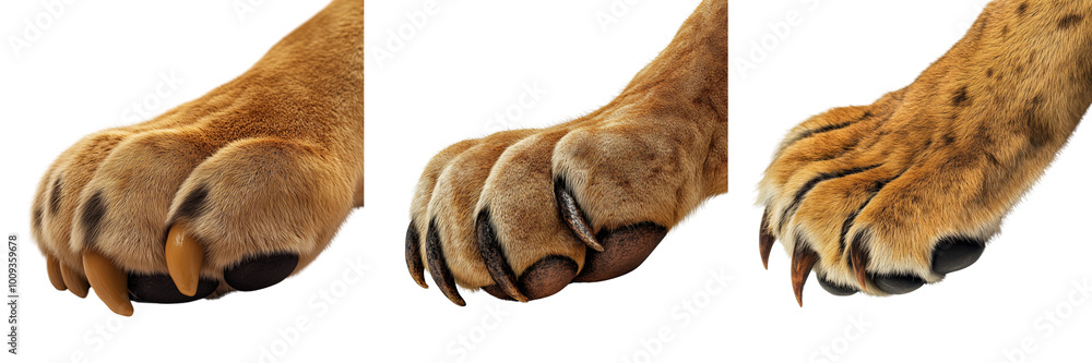 Obraz premium Set of a lion leg, isolated on a transparent background.