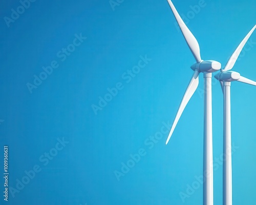 Futuristic wind turbines with integrated digital interfaces connected to a global smart grid, next-gen renewable energy photo