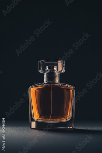 A bottle of perfume placed on a table