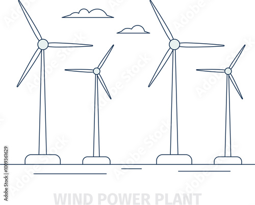 Wind power plant. Air motion energy turbines