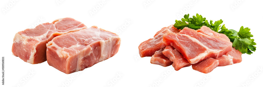 Set of a Pork meat, isolated on a transparent background. Set of a Pork meat, isolated on a transparent background.
