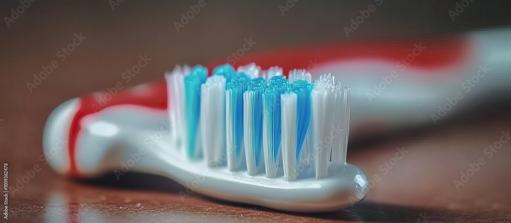Closeup of a Toothbrush with Blue Toothpaste Closeup of a Toothbrush with Blue Toothpaste