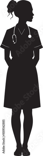 nurse super hero woman in silhouette design.eps