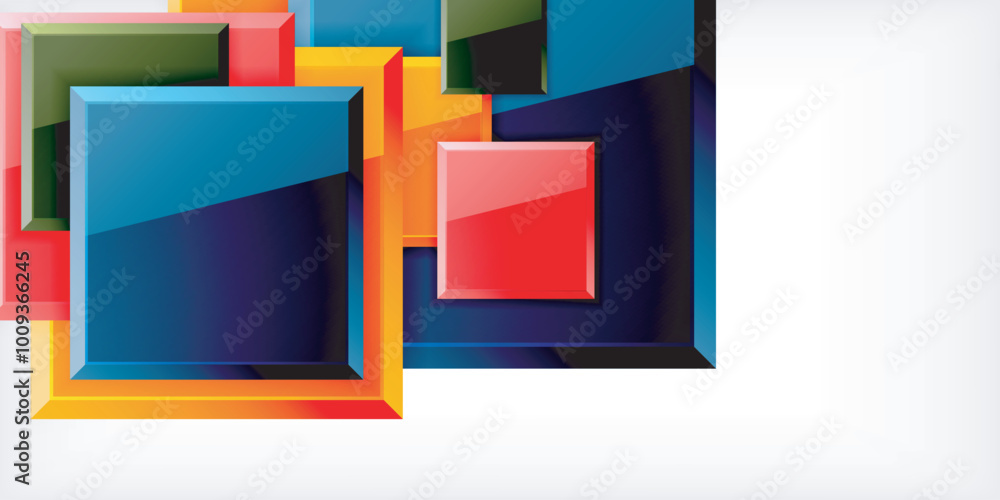 Fototapeta premium Colorful squares with reflections abstract background design. Vector Illustration For Wallpaper, Banner, Background, Card, Book Illustration, landing page