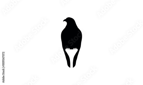a graphic image of an eagle perched on a golf tee, on a white background. vector graphic base.