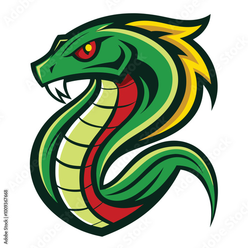 Snake vector, Snake logo, cobra head snake illustration, Aggressive Snake Open Its Mouth Widely Shows Its Fangs and Tongue