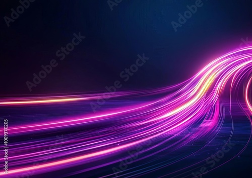 Neon Light Beams in a FastPaced Futuristic Digital Landscape