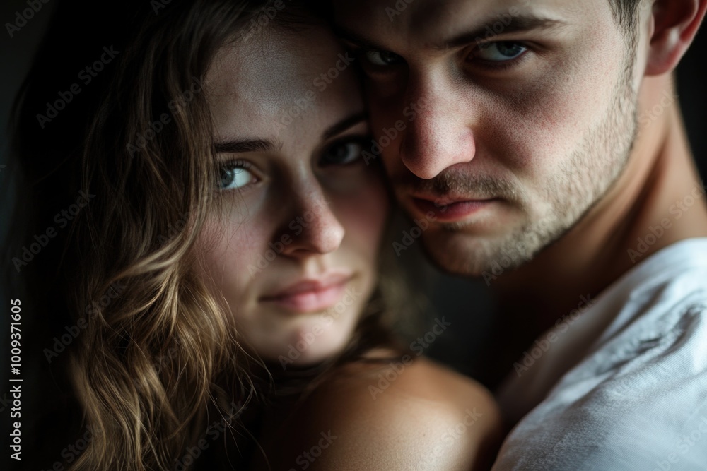 A romantic moment captured between two people, cozied up by a window A romantic moment captured between two people, cozied up by a window