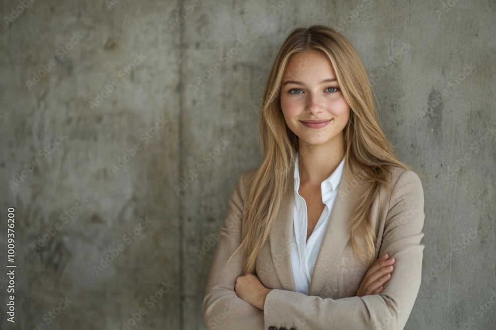 A person standing with their arms crossed, leaning against a wall A person standing with their arms crossed, leaning against a wall