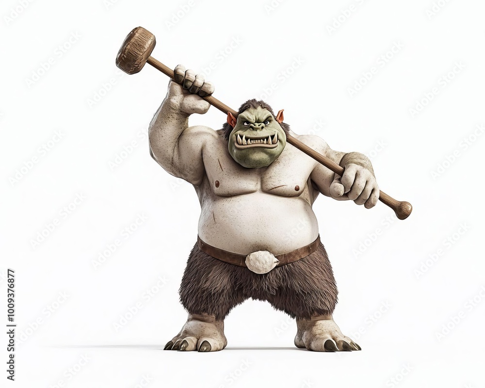 Realistic 3D Giant Ogre Swinging Club with Weight and Force in Dynamic Animation Realistic 3D Giant Ogre Swinging Club with Weight and Force in Dynamic Animation