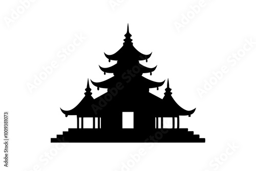 Pagoda | vector silhouette illustration on white background